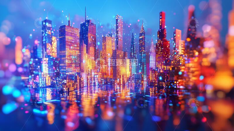高清大图下载【趣麦麦图】现代科技城市缤纷炫彩7