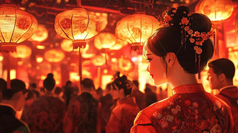 横店插画场景古风婚嫁