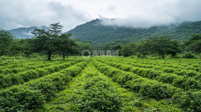 高清大图下载【趣麦麦图】雨后茶园茶园茶山茶树