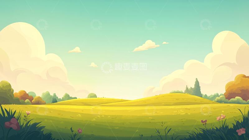 高清大图下载【趣麦麦图】草地场景插画6