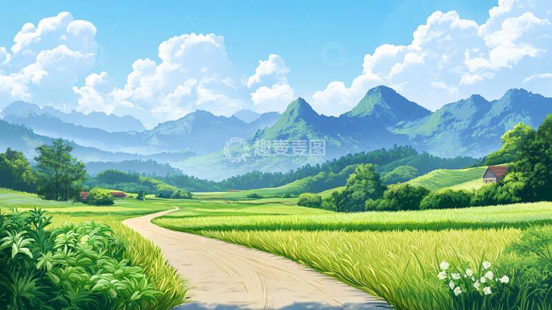 高清大图下载【趣麦麦图】田园风光插画7