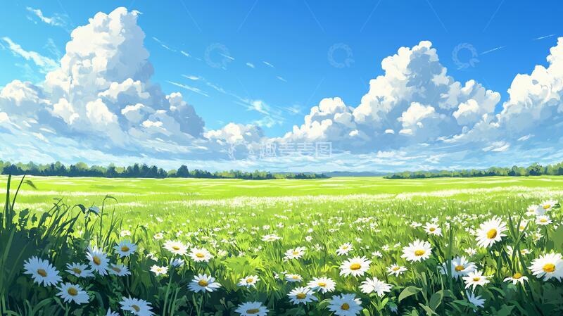 高清大图下载【趣麦麦图】宽屏风景画草地花丛花草
