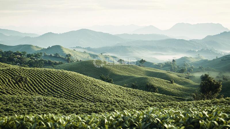 高清大图下载【趣麦麦图】茶园晨韵茶园茶山图片