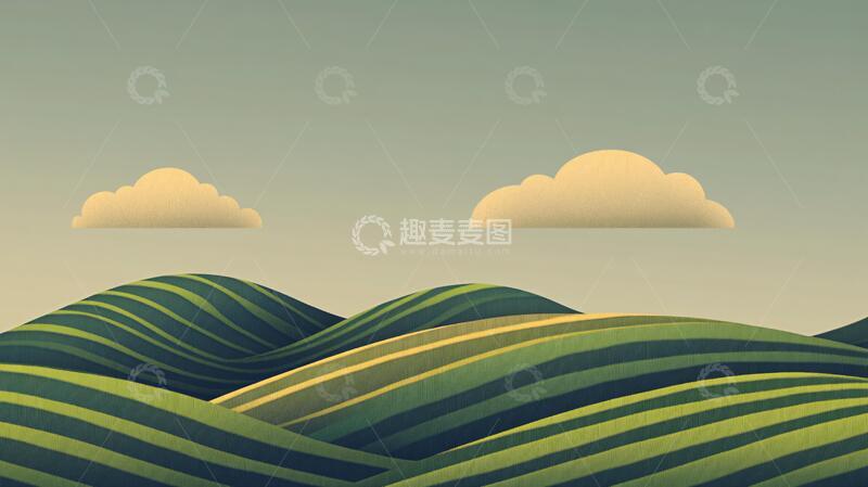 高清大图下载【趣麦麦图】茶园风光插画4