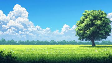 蓝天白云绿茵茵大树2