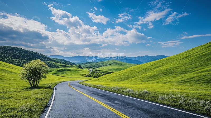 高清大图下载【趣麦麦图】山谷草原道路