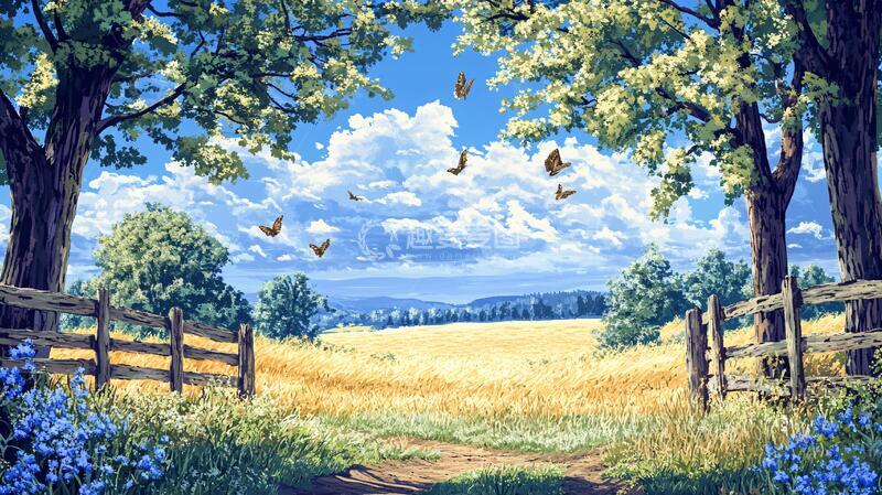 高清大图下载【趣麦麦图】宽屏风景画场景插画梦幻