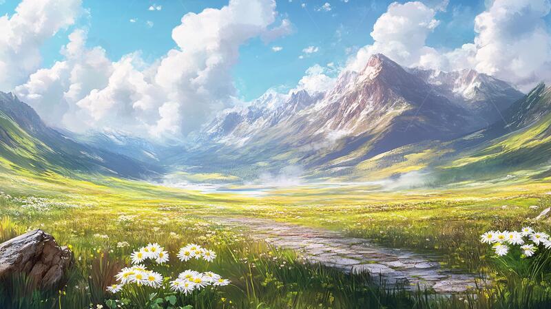 高清大图下载【趣麦麦图】宽屏风景画场景动漫插画