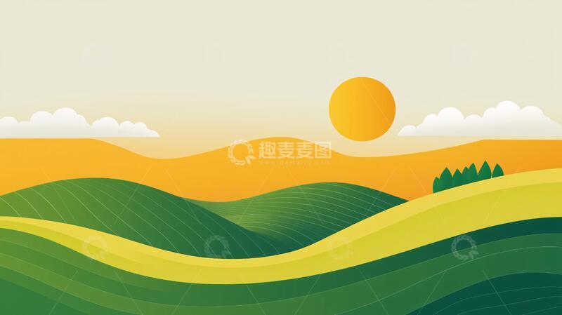 高清大图下载【趣麦麦图】简约风景插画