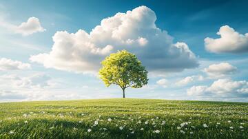 蓝天白云绿茵茵大树1