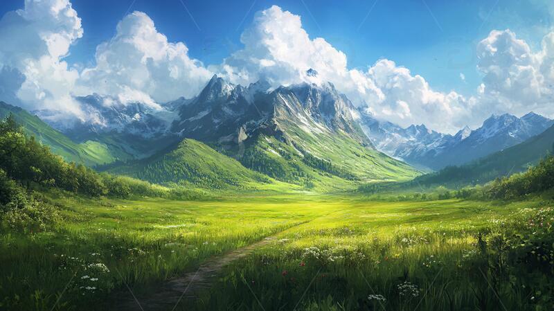 宽屏风景画宽幅草地巨幅