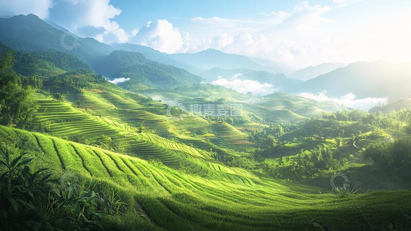 高清大图下载【趣麦麦图】梯田宽幅风景