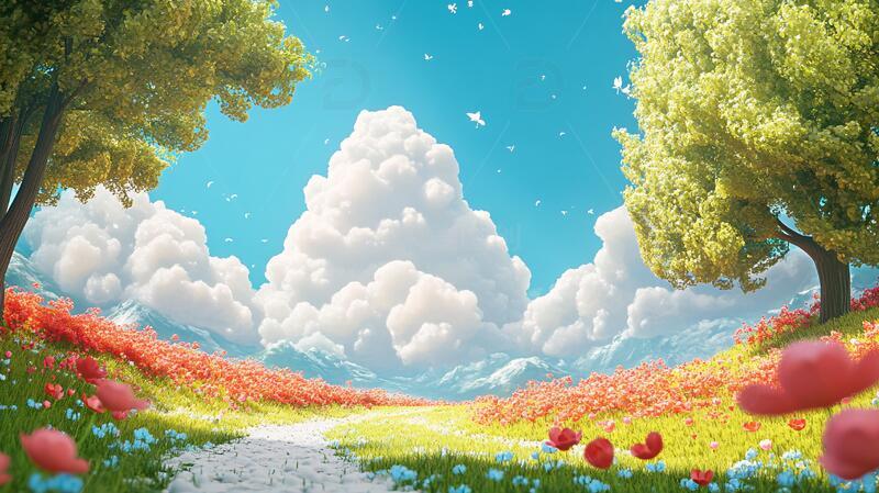 高清大图下载【趣麦麦图】唯美梦幻花田场景58