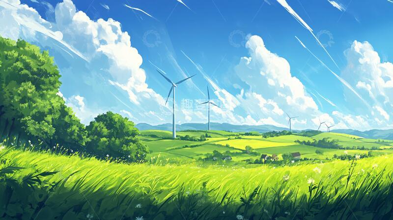 高清大图下载【趣麦麦图】草地场景插画3