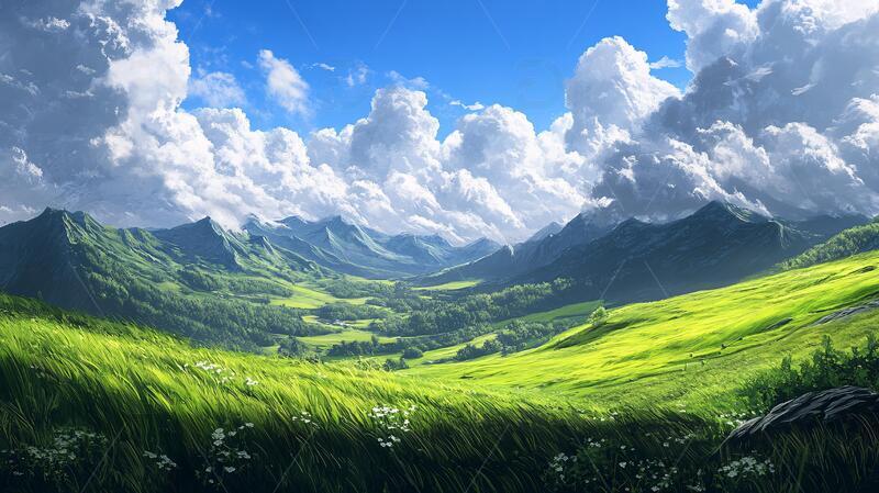 宽屏风景画草地宽幅电脑