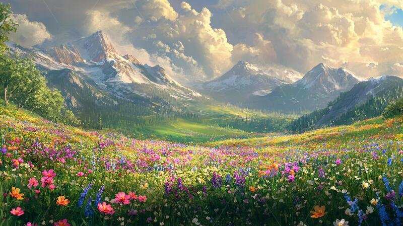 唯美梦幻花田场景54