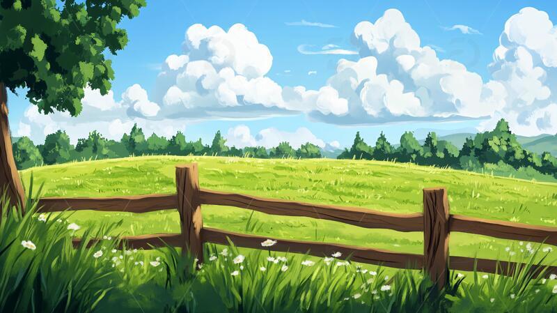 高清大图下载【趣麦麦图】草地场景插画4