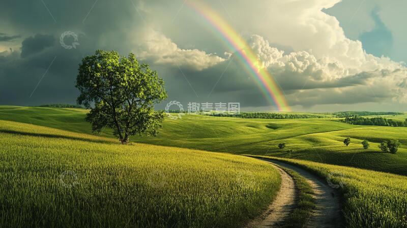 高清大图下载【趣麦麦图】高清草原彩虹2