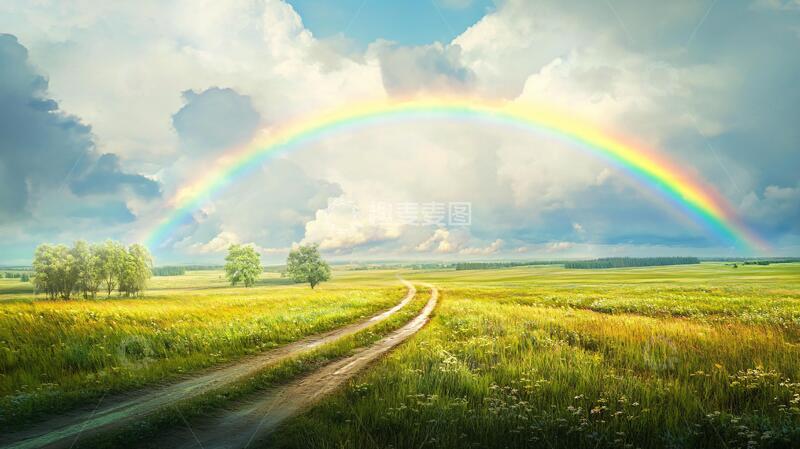 高清大图下载【趣麦麦图】高清草原彩虹
