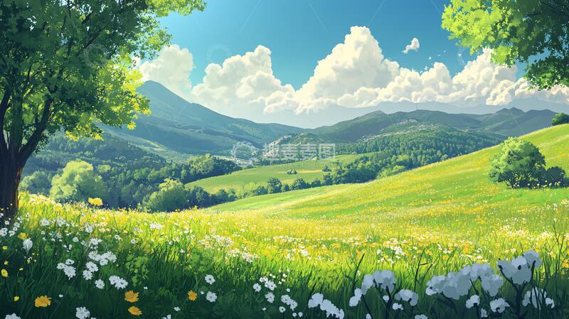 高清大图下载【趣麦麦图】宽屏风景画宽幅插画壁纸