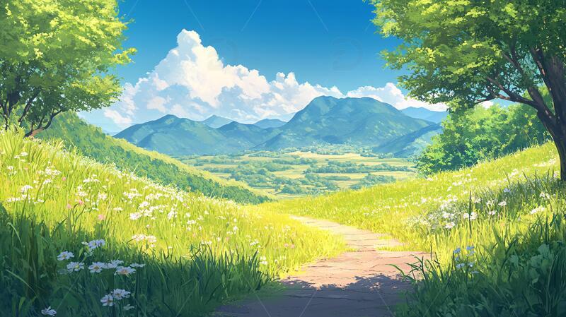 高清大图下载【趣麦麦图】动漫风景插画场景动漫