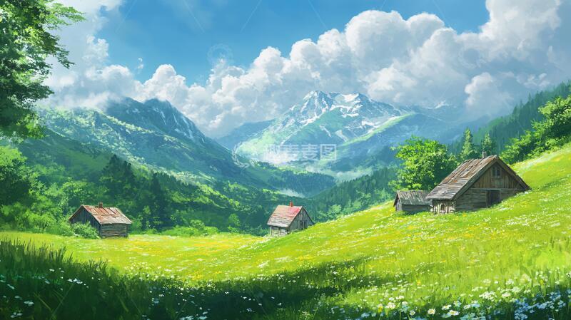 高清大图下载【趣麦麦图】宽屏风景画壁纸宽幅插画