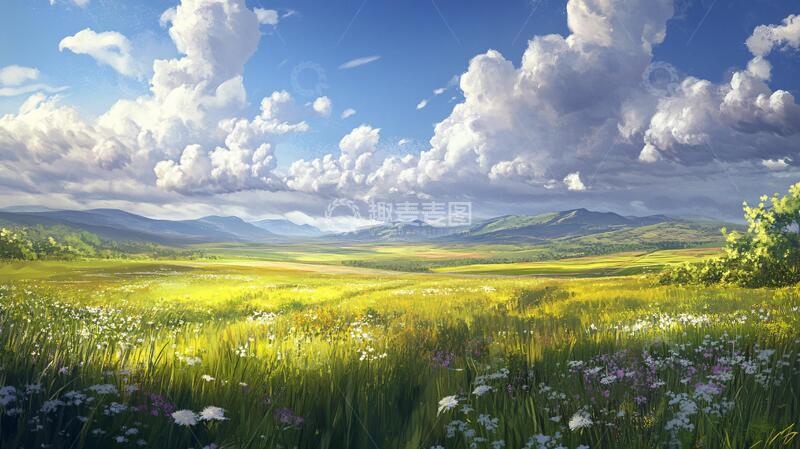 高清大图下载【趣麦麦图】宽屏风景画宽幅草原背景