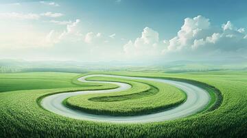 弯曲草原路道路草原草甸