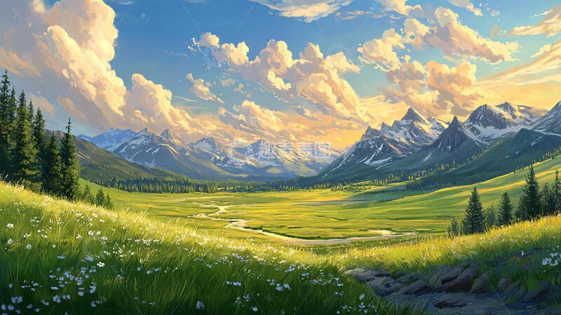 高清大图下载【趣麦麦图】宽屏风景画宽幅巨幅插画