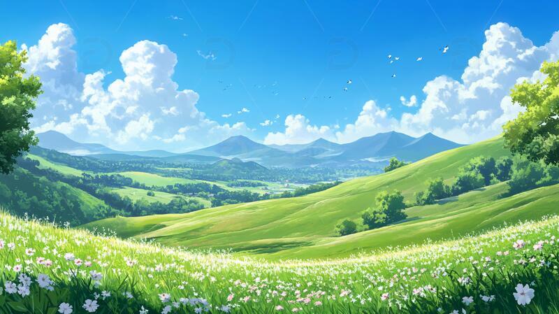 高清大图下载【趣麦麦图】宽屏风景画插画场景巨幅