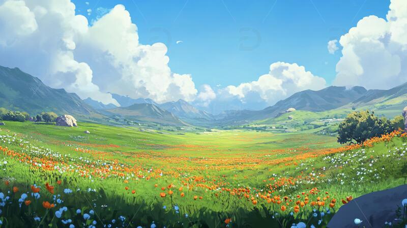 草地原画插画场景草原