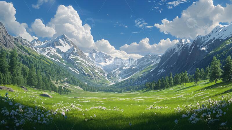 高清大图下载【趣麦麦图】宽屏风景画宽幅巨幅草地