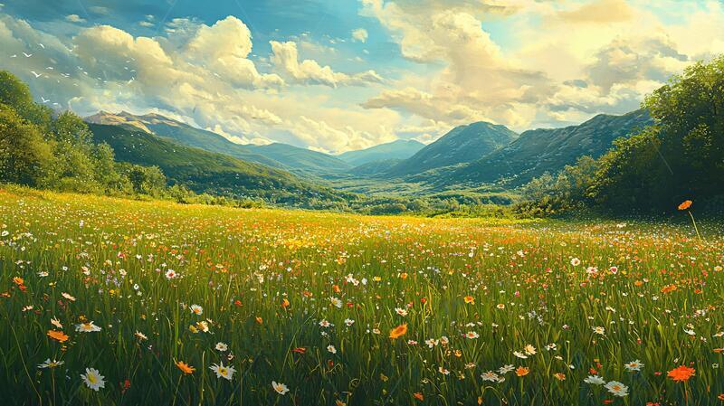 唯美梦幻花田场景52