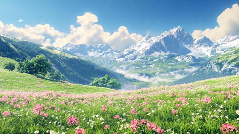 高清大图下载【趣麦麦图】唯美梦幻花田场景51