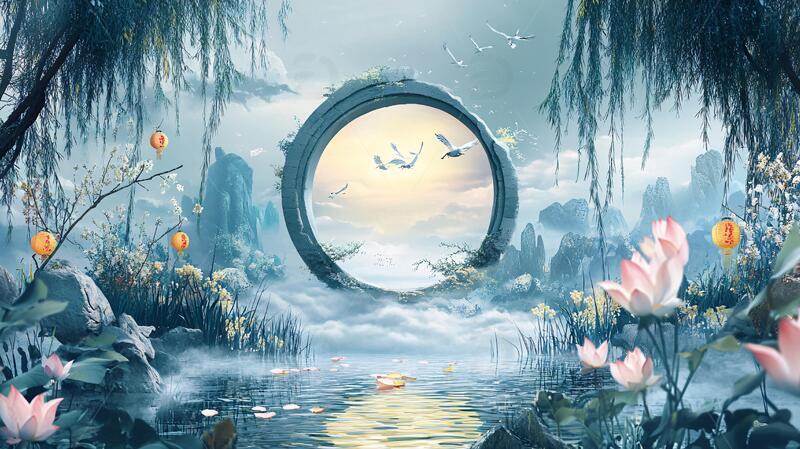 高清大图下载【趣麦麦图】梦幻中秋节场景2