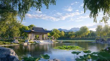 湖石亭廊效果图