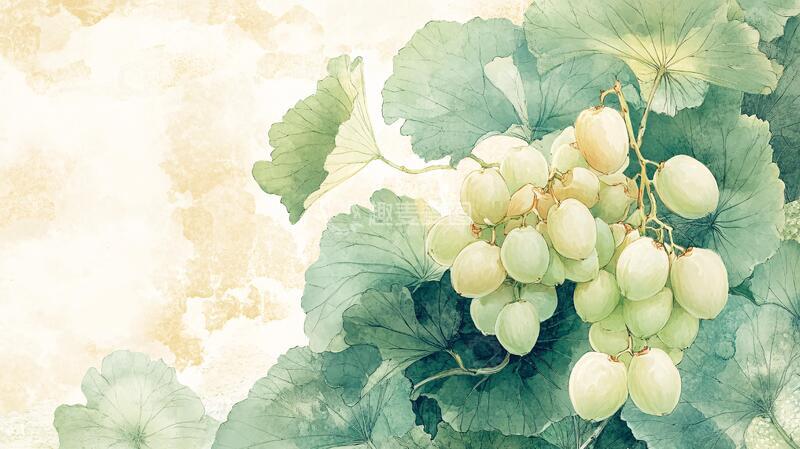 高清大图下载【趣麦麦图】晴王葡萄插画3