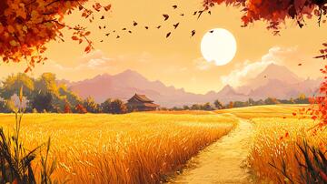 金秋风景插画10