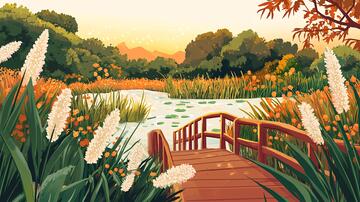 小桥插画插画小桥木桥