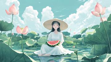 立夏节气美女假期旅游