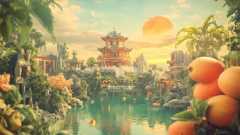 高清大图下载【趣麦麦图】梦幻中秋节场景