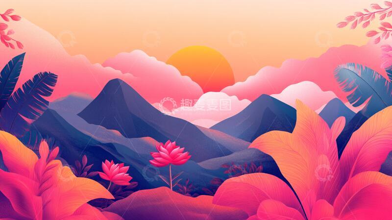 高清大图下载【趣麦麦图】渐变风格插画1