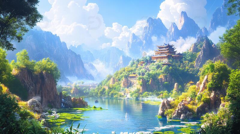 风景原画场景风景古风