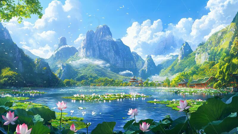高清大图下载【趣麦麦图】荷花大场景场景荷花风光