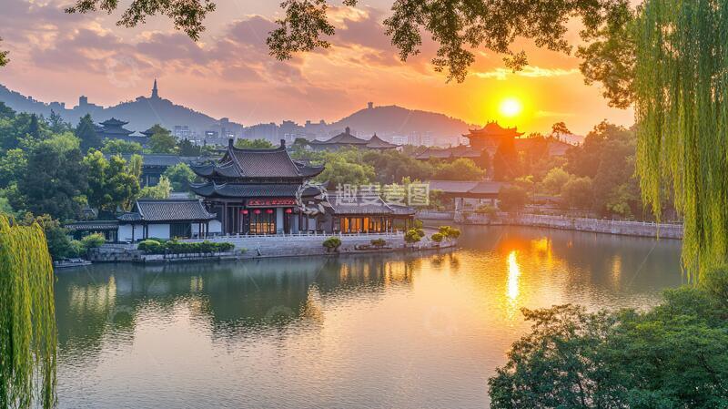 高清大图下载【趣麦麦图】皇家园林夕阳