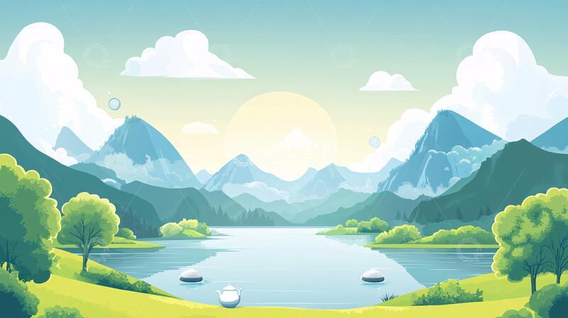 高清大图下载【趣麦麦图】扁平风自然风景1