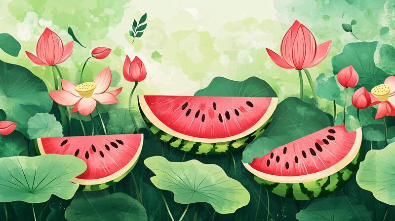 高清大图下载【趣麦麦图】夏日西瓜插画1