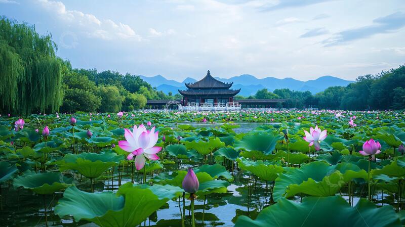 高清大图下载【趣麦麦图】曲院风荷荷花