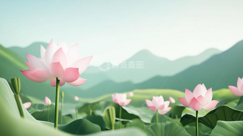 高清大图下载【趣麦麦图】荷花开放动画