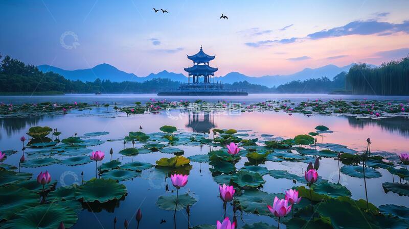 高清大图下载【趣麦麦图】曲院风荷日出3